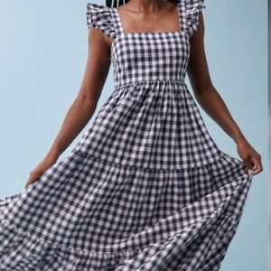 NWT Reformation Hartford Blue Gingham Nap/Apron Dress, S